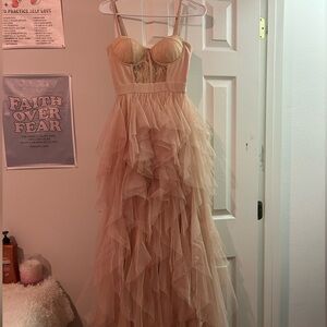 Blush Tiered Ruffled Gown